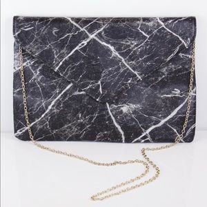 Oversized Black Marble Clutch